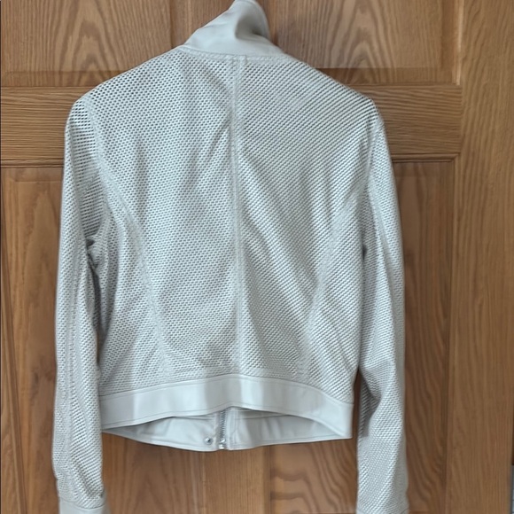 Anthropology Blank NYC Cream Faux Leather Jacket Stand-Up Collar Medium - Picture 2 of 6